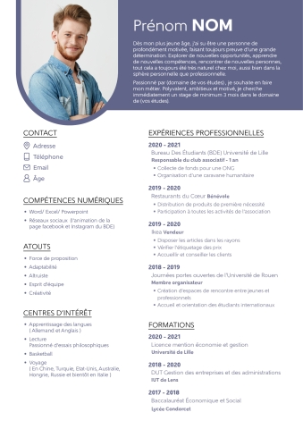 Exemple CV gratuit stage 