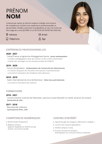 Exemple CV gratuit stage 2